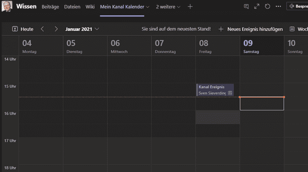 Kanal-Kalender in MS Teams