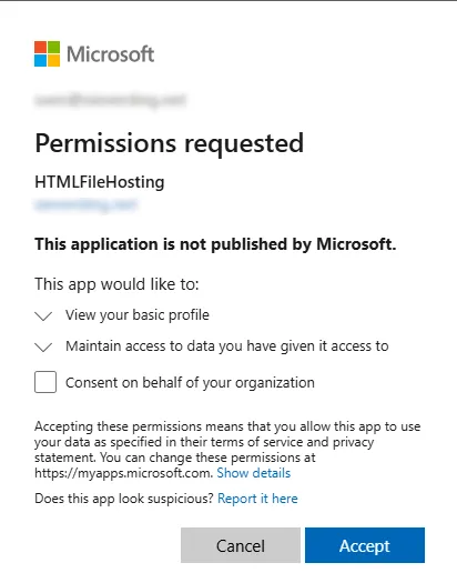 App Permissions requested